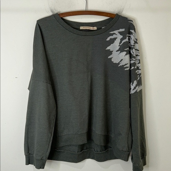 XCVI Twister Pullover Sweatshirt Green Boho Size Large - Picture 2 of 13